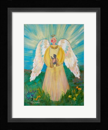 Framed Purrfectly Heavenly Angel Print
