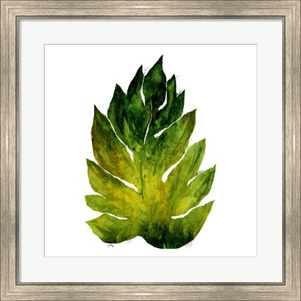 Framed Green Leaves Square I Print