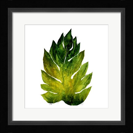 Framed Green Leaves Square I Print