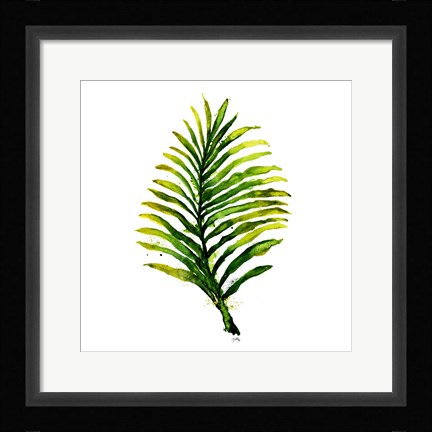 Framed Green Leaves Square II Print