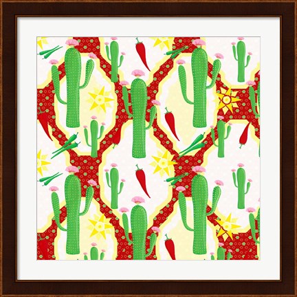Framed Chili Fiesta Pattern II Print