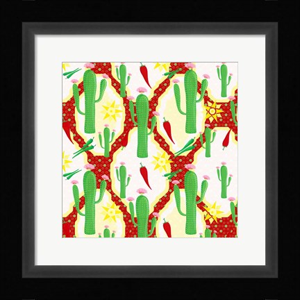 Framed Chili Fiesta Pattern II Print