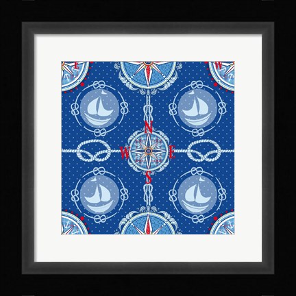 Framed Nautical Navigation Pattern IV Print