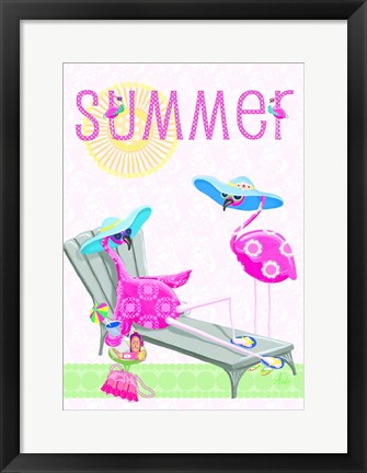 Framed Flamingo Summer I Print