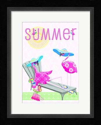 Framed Flamingo Summer I Print