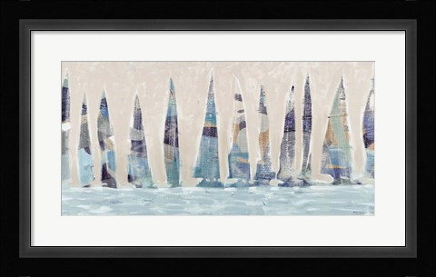 Framed Dozen Muted Boats Panel Print