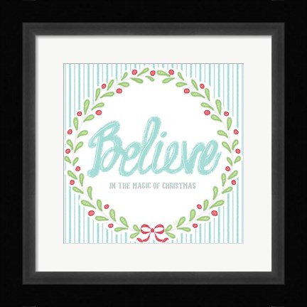 Framed Christmas Wreath II Print