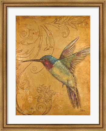 Framed Golden Hummingbird II Print