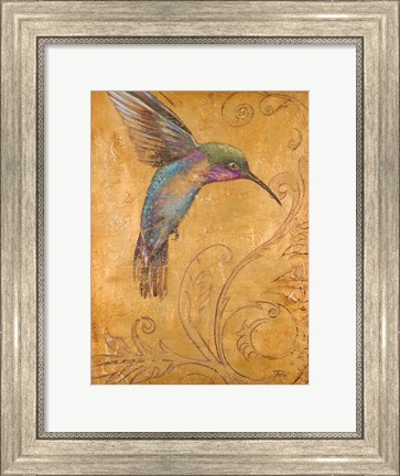 Framed Golden Hummingbird I Print