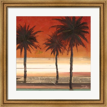 Framed Red Coastal Palms II Print