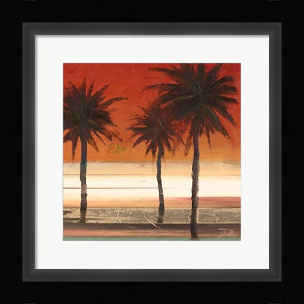 Framed Red Coastal Palms II Print