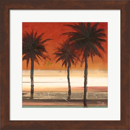 Framed Red Coastal Palms II Print