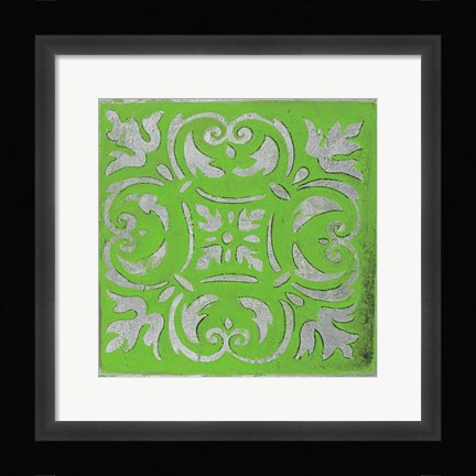 Framed Bright Green Mosaic Print