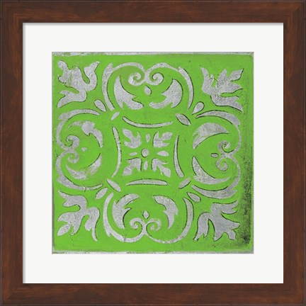 Framed Bright Green Mosaic Print