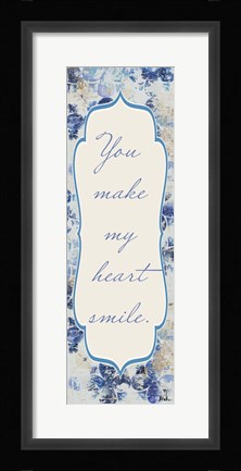 Framed Blue Quadrefoil With Words I Print