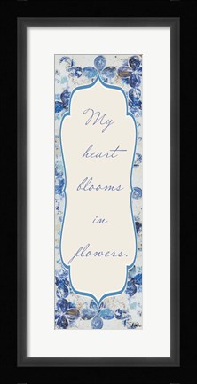 Framed Blue Quadrefoil With Words II Print