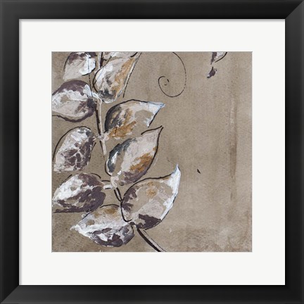 Framed Watercolor Leaves Square I Print