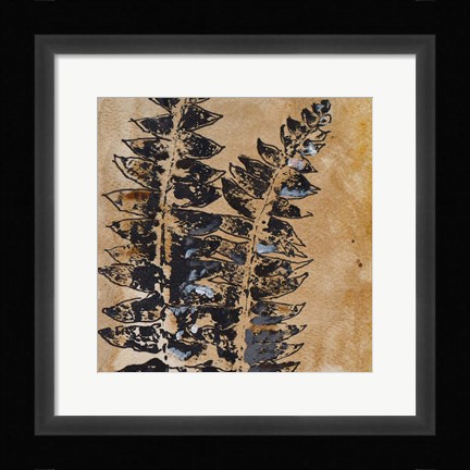 Framed Watercolor Leaves Square III Print