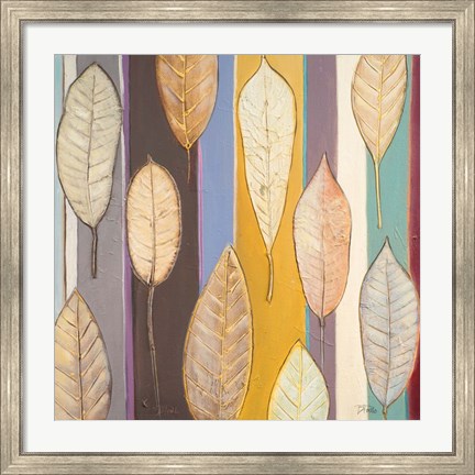 Framed Leaves And Stripes I Print