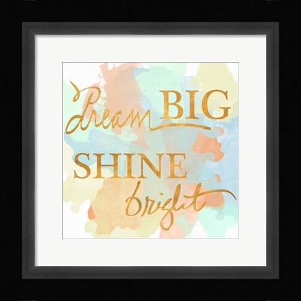 Framed Dream Big &amp; Work Hard Watercolor I Print