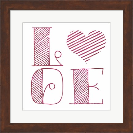 Framed Love Heart Pink Print