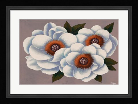 Framed Three White Flowers Print