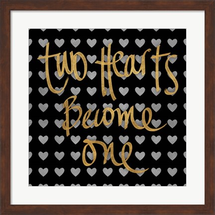 Framed Two Hearts Become One Pattern Print
