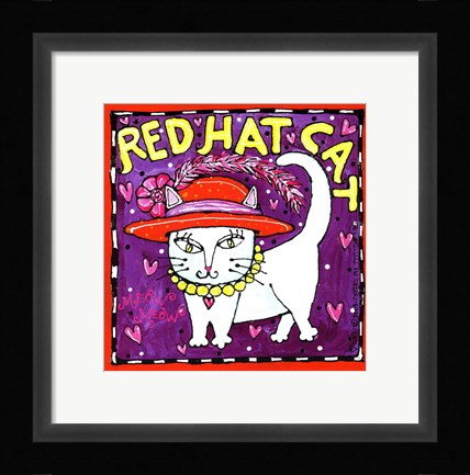 Framed Red Hat Cat Print