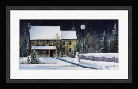 Framed Winter Cottage Print