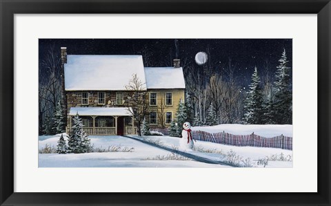 Framed Winter Cottage Print