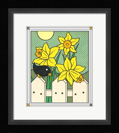 Framed Daffodils With Kernel 4 Print