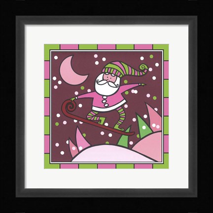 Framed Santa Snowboard 1 Print