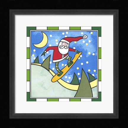 Framed Santa Snowboard 3 Print