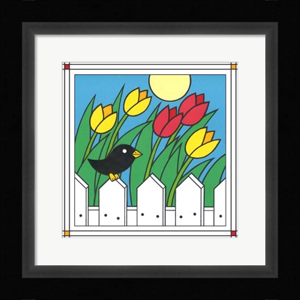 Framed Tulips With Kernel 1 Print