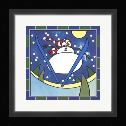 Framed Coalman The Snowman Skiing 2 Print