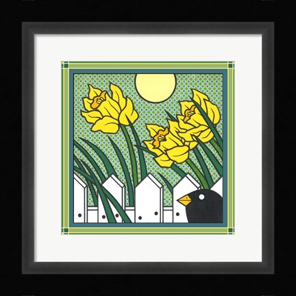 Framed Daffodils 2 With Kernal The Crow Print