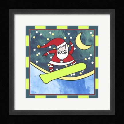 Framed Santa Claus Snowboarding 4 Print