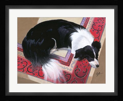 Framed Dog on a Rug Print