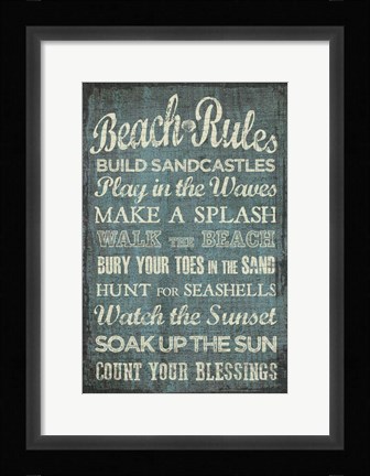 Framed Beach Rules Print