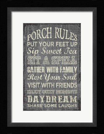 Framed Porch Rules Print