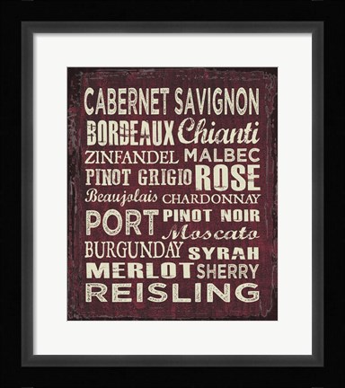 Framed Wine Sign II Print
