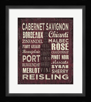 Framed Wine Sign III Print