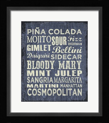 Framed Cocktail Sign II Print