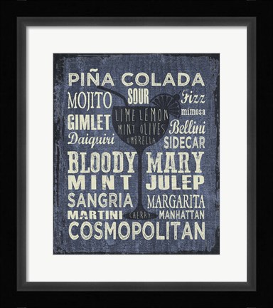 Framed Cocktail Sign III Print
