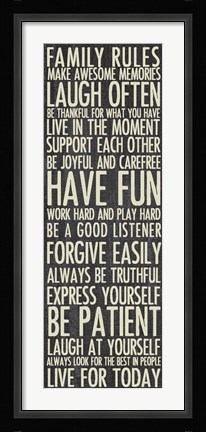 Framed Family Rules Print