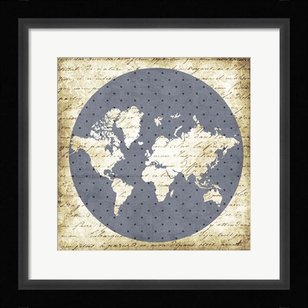 Framed World Antique Print