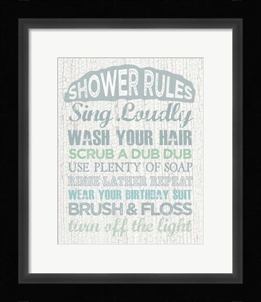 Framed Shower Rules Print