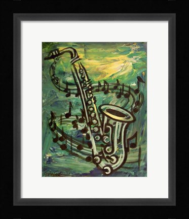 Framed Blues Solo in Green Print