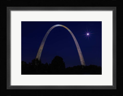 Framed St. Louis Arch With Starburst Moon Print