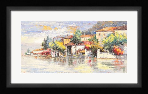 Framed Paese sul lago Print